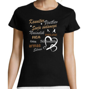 Kaunitar veetlev sooja südamega T-särk